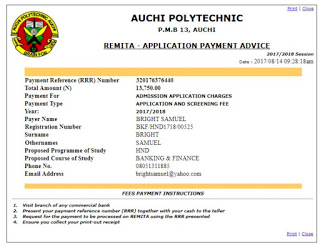 Auchi Remita Payment Code Generation