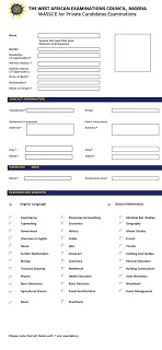 waec registration template form for gce
