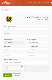 waec remita payment