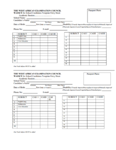 image for waec cass form template