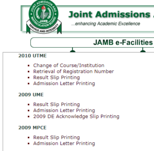 jamb portal for retrieval of registration number