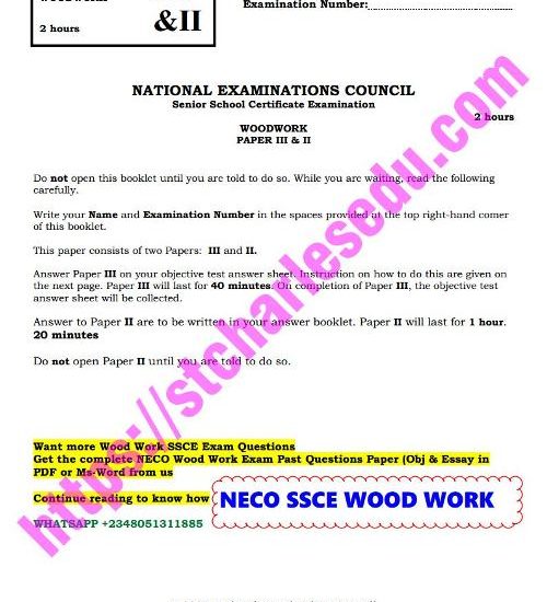 wood work neco past questions