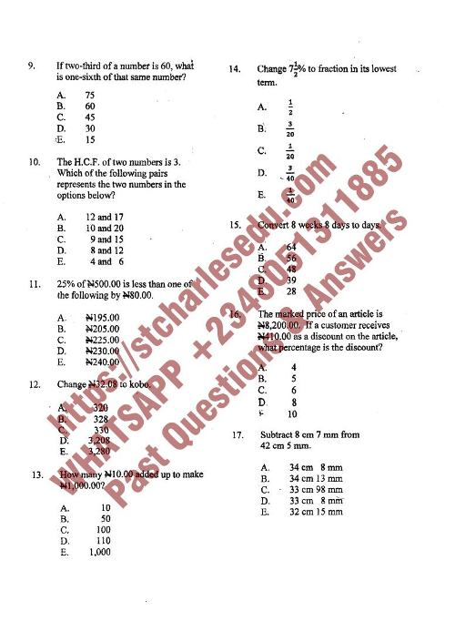 Mathematics-NCEE-Past-Questions