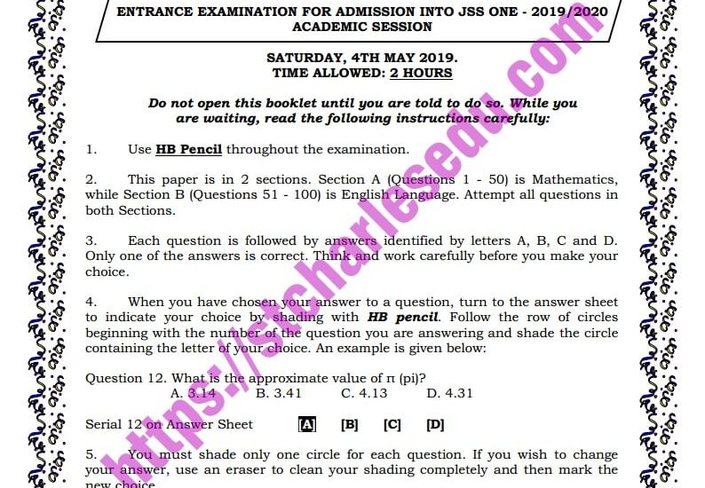 Nigerian Airforce Secondary School Past Questions
