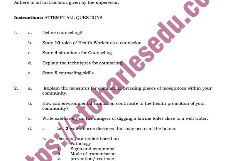 NAPHCN Public Health Officer Council Exam Past Questions