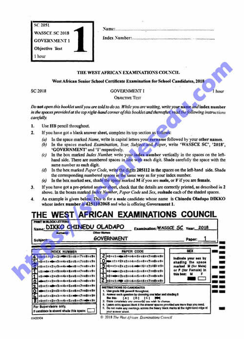 WAEC Government Past Questions and Answers in 2023 PDF Download