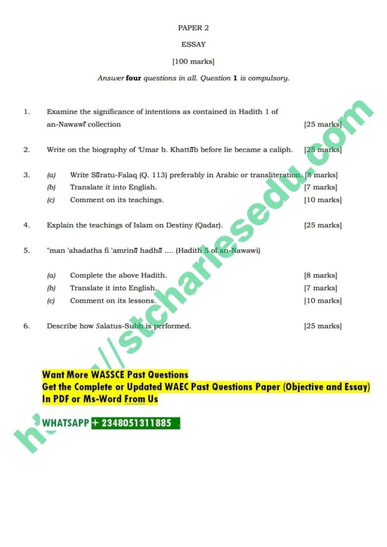 narrative essay waec questions