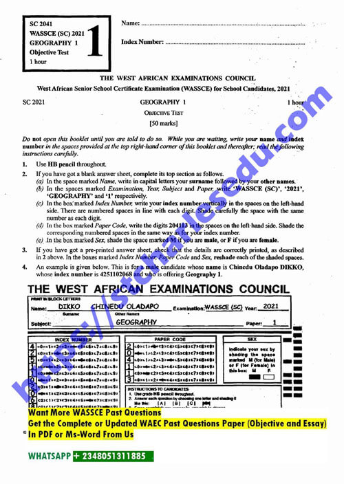 WAEC-Geography-Objective-Questions