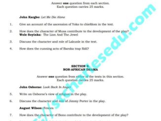 WAEC Literature in English Drama and Poetry Past Questions