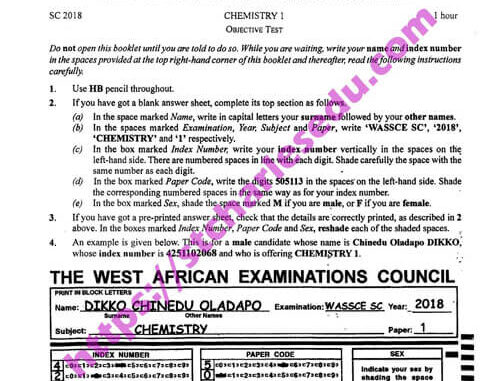 chemistry essay and objective waec 2021