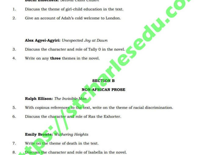 WAEC Literature In English Past Questions Archives - St Charles Edu ...