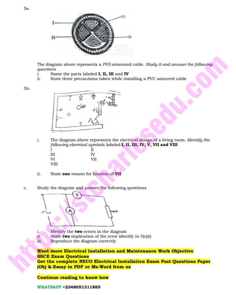 waec wassce electrical-installation maintenance theory questions