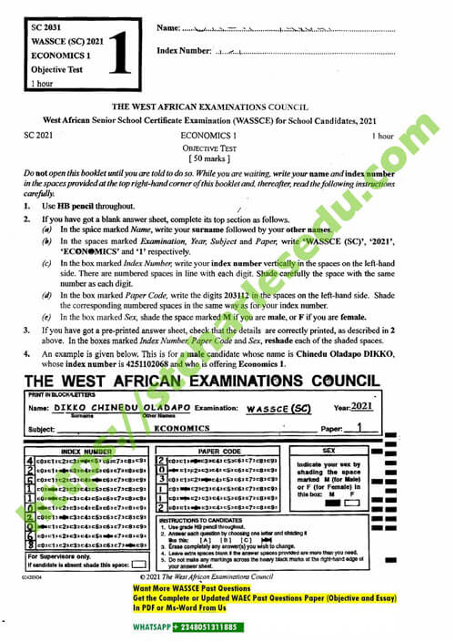 wassce (sc) 2023 economics 2 essay